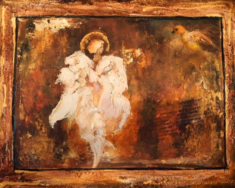 Angel with a bird, Painting Kamber Zora
