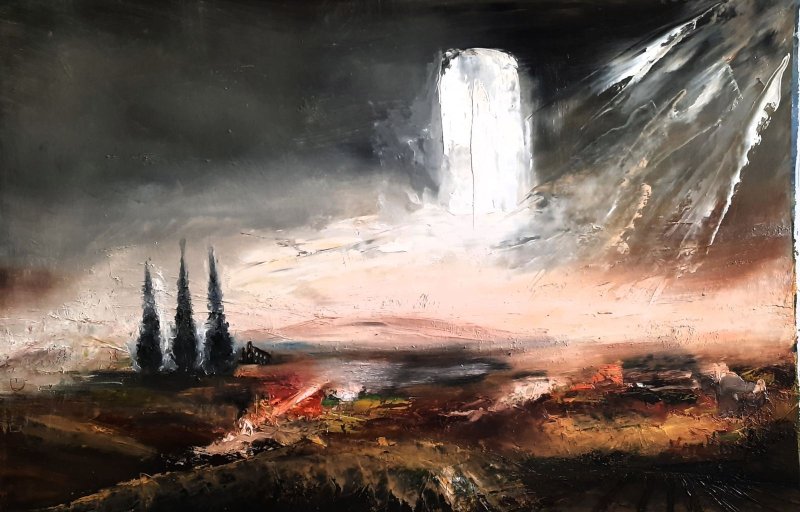 The sky above Hilandar, Painting Kamber Zora
