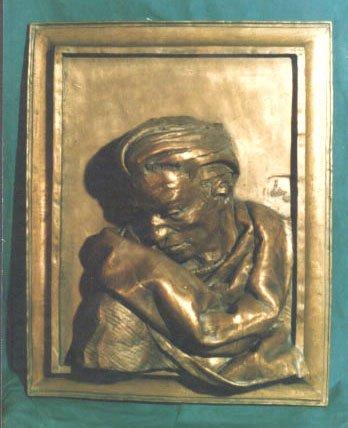 Relief_ Man on the window, Sculpture Šeter Igor