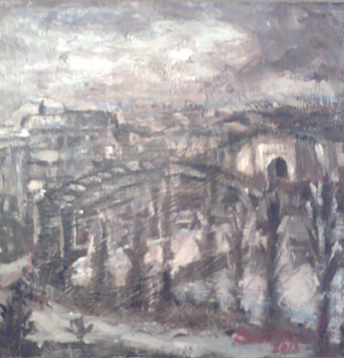 The old bridge at Nis fortress, Painting Veselinovic Zoran
