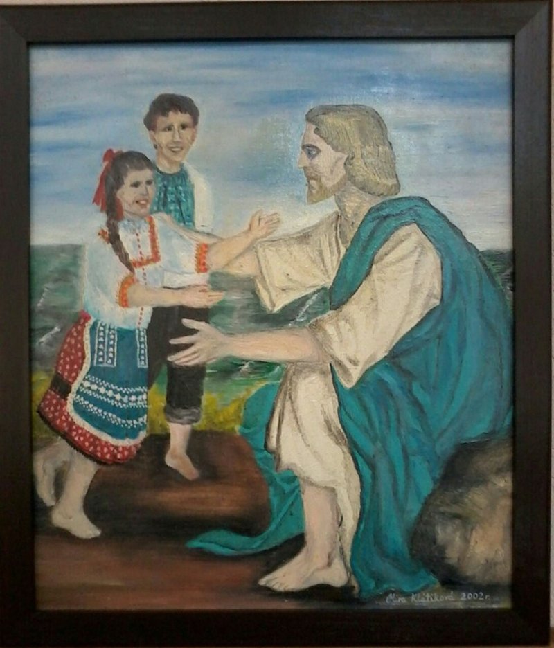Jesus with Children 2, Painting Klaćik Mira