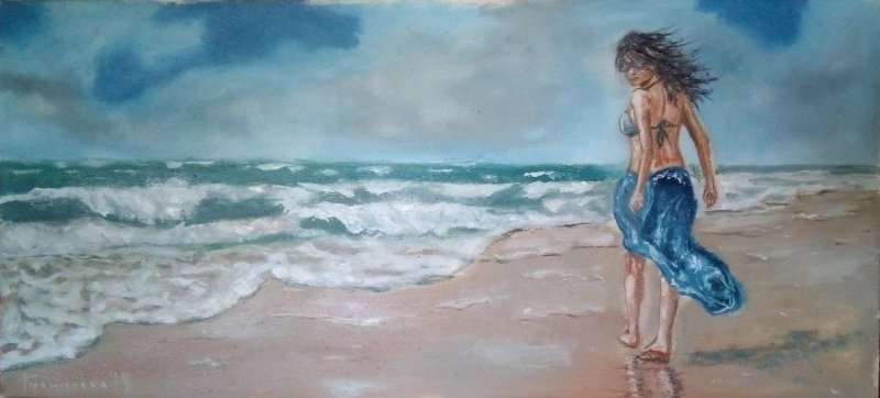 on the beach, Painting Gulicoski Dejan