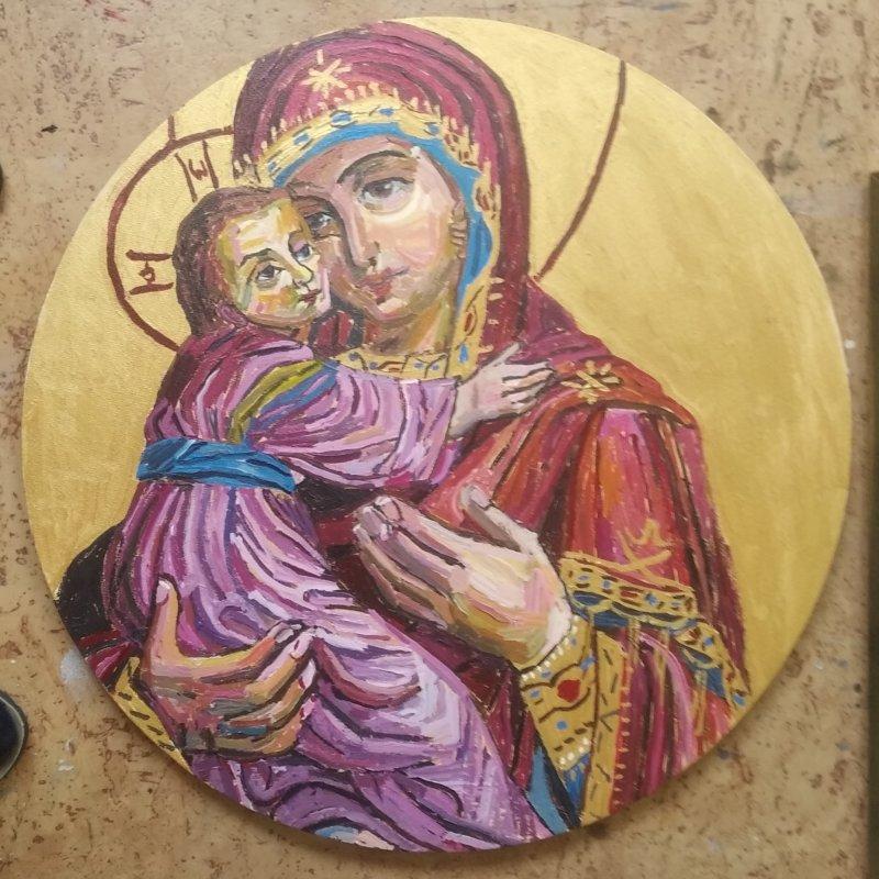 Virgin Mary tondo, Painting Spiric Vlastimir