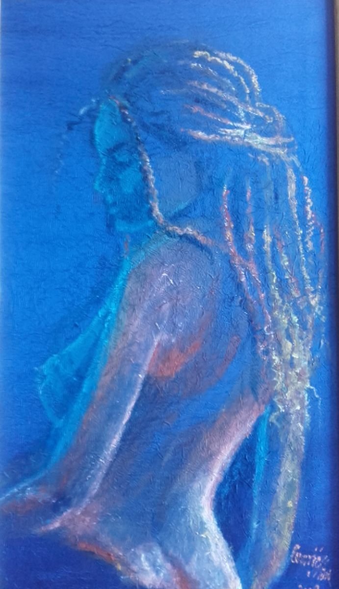 Girl and sea, Painting Cerović Tasić Mira