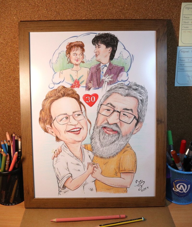 30 GODINA BRAKA - PORTRET KARIKATURA, Slika ĐUKAN ~ KARIKATURE