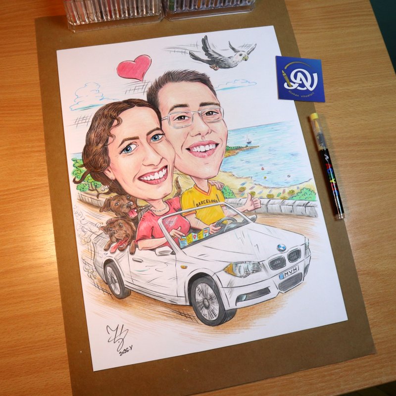 TRIP TO BARCELONA - CARICATURE PORTRAIT, Painting DJUKAN ~ CARICATURES