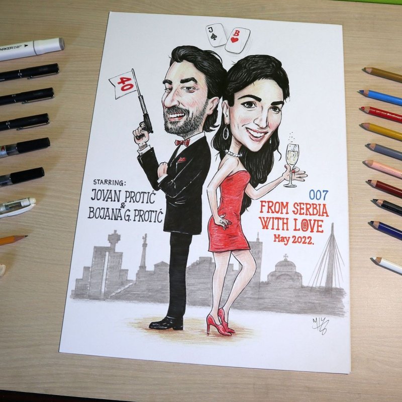 caricature `Bond 007`, Drawing DJUKAN ~ CARICATURES