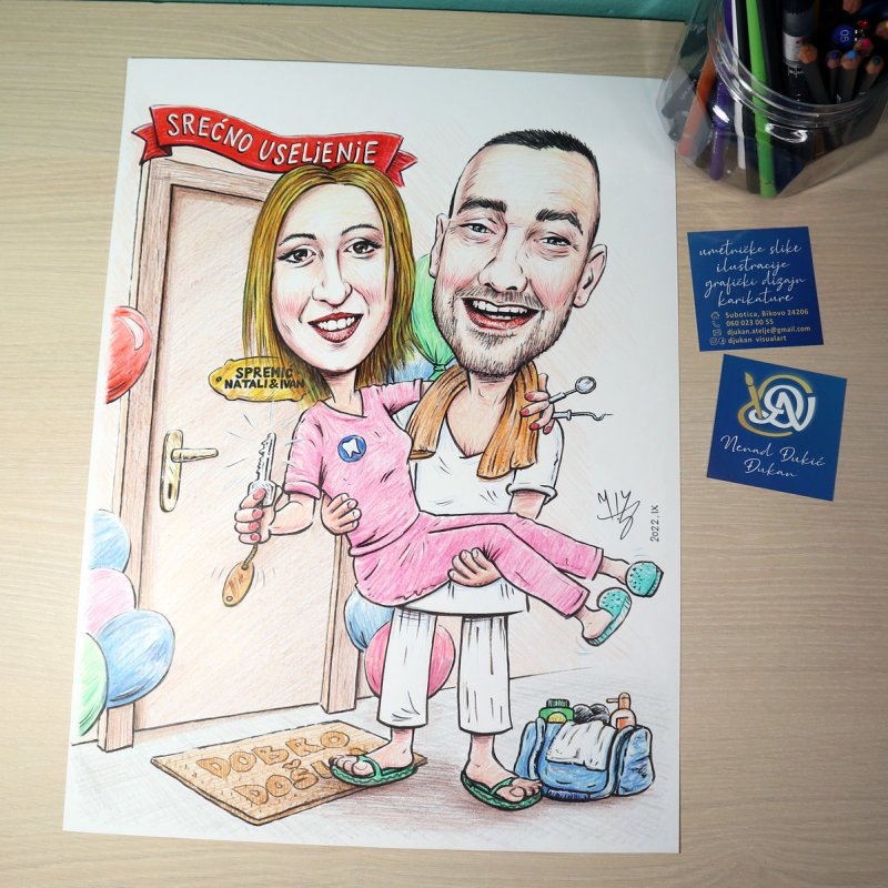 Caricature for moving in, Painting DJUKAN ~ CARICATURES