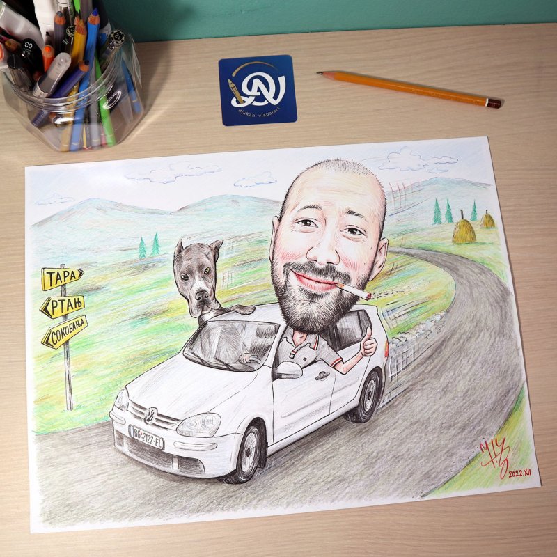 Fast driving enthusiast, Painting DJUKAN ~ CARICATURES