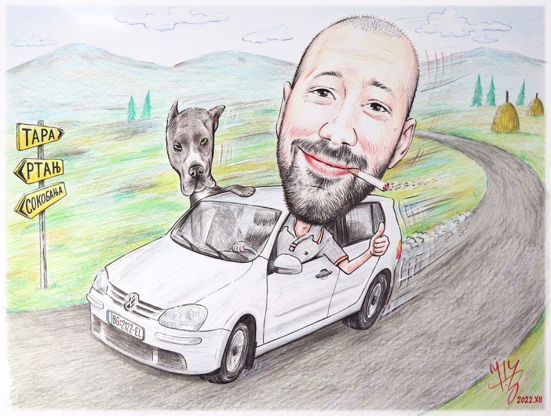 Fast driving enthusiast, Painting DJUKAN ~ CARICATURES