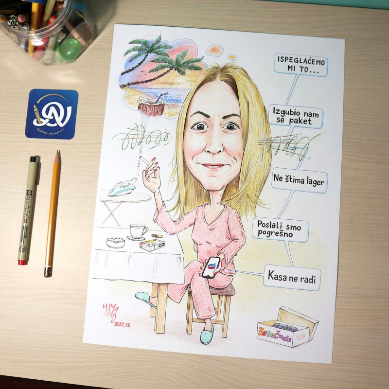 Caricature for the employer, Painting DJUKAN ~ CARICATURES