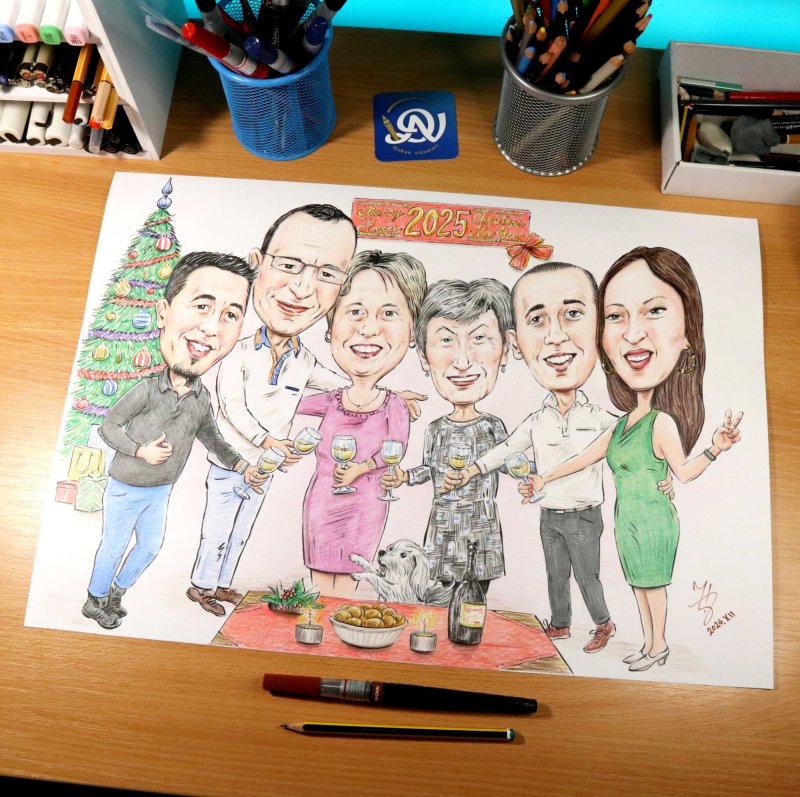 PORODICNA PROSLAVA - PORTRET KARIKATURA, Slika ĐUKAN ~ KARIKATURE
