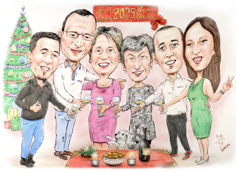 PORODICNA PROSLAVA - PORTRET KARIKATURA, Slika ĐUKAN ~ KARIKATURE