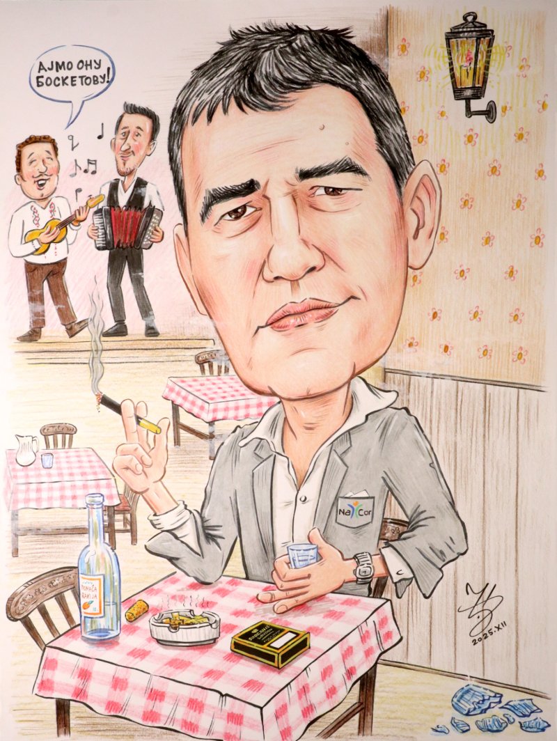 BOSS IN TAVERN - PORTRAIT CARICATURE, Painting DJUKAN ~ CARICATURES