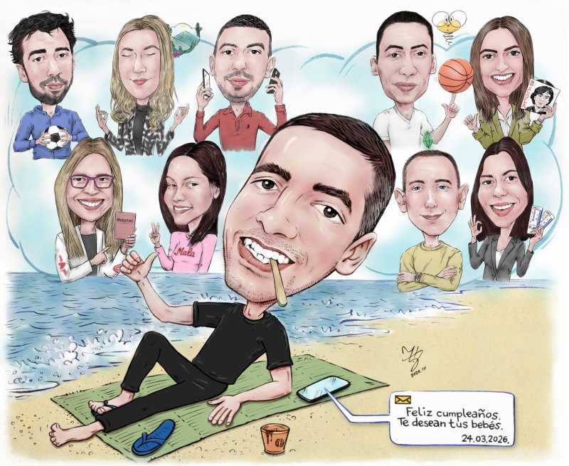 FOR A COLLEAGUES BIRTHDAY - CARICATURE PORTRAIT