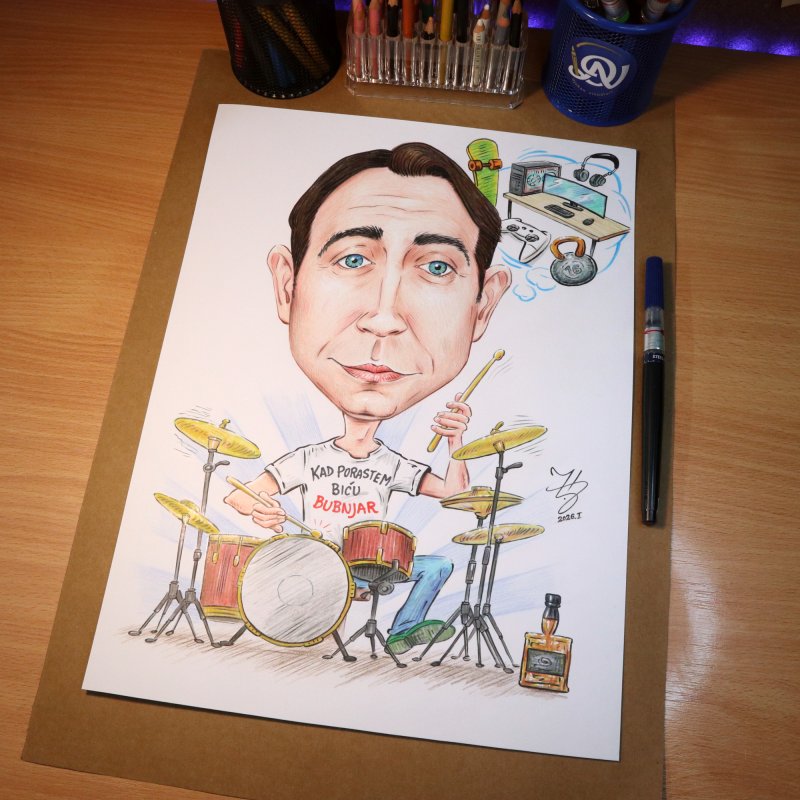 DRUMMER - PORTRAIT CARICATURE, Painting DJUKAN ~ CARICATURES