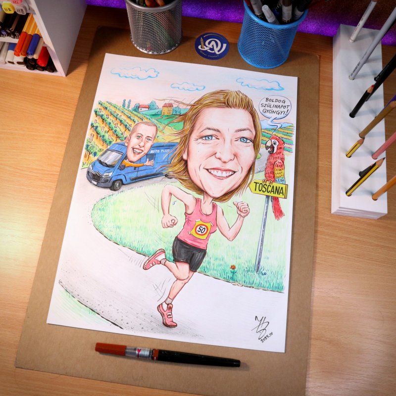 DJENDJI MARATONKA - PORTRET KARIKATURA, Slika ĐUKAN ~ KARIKATURE