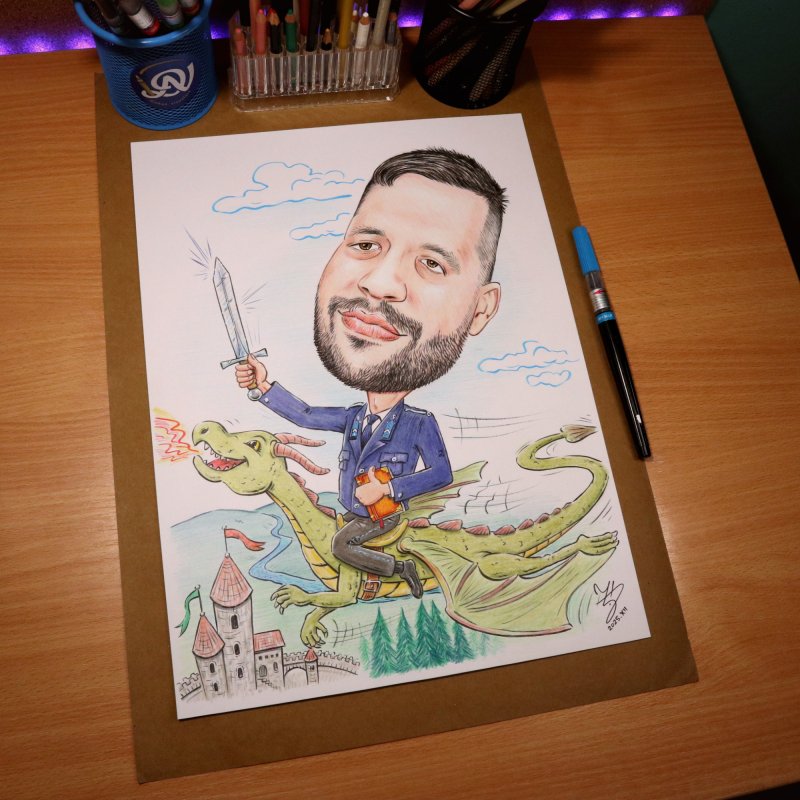 FAN OF THE FANTASY GENRE -PORTRAIT CARICATURE, Painting DJUKAN ~ CARICATURES