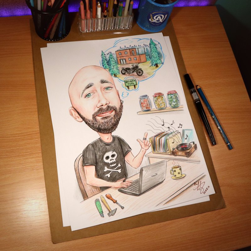 IT EXPERT, NATURE LOVER - PORTRAIT CARICATURE, Painting DJUKAN ~ CARICATURES