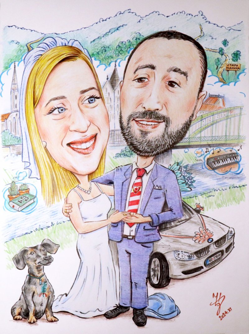 BRIDE AND GROOM - PORTRAIT KARIKATURE, Painting DJUKAN ~ CARICATURES
