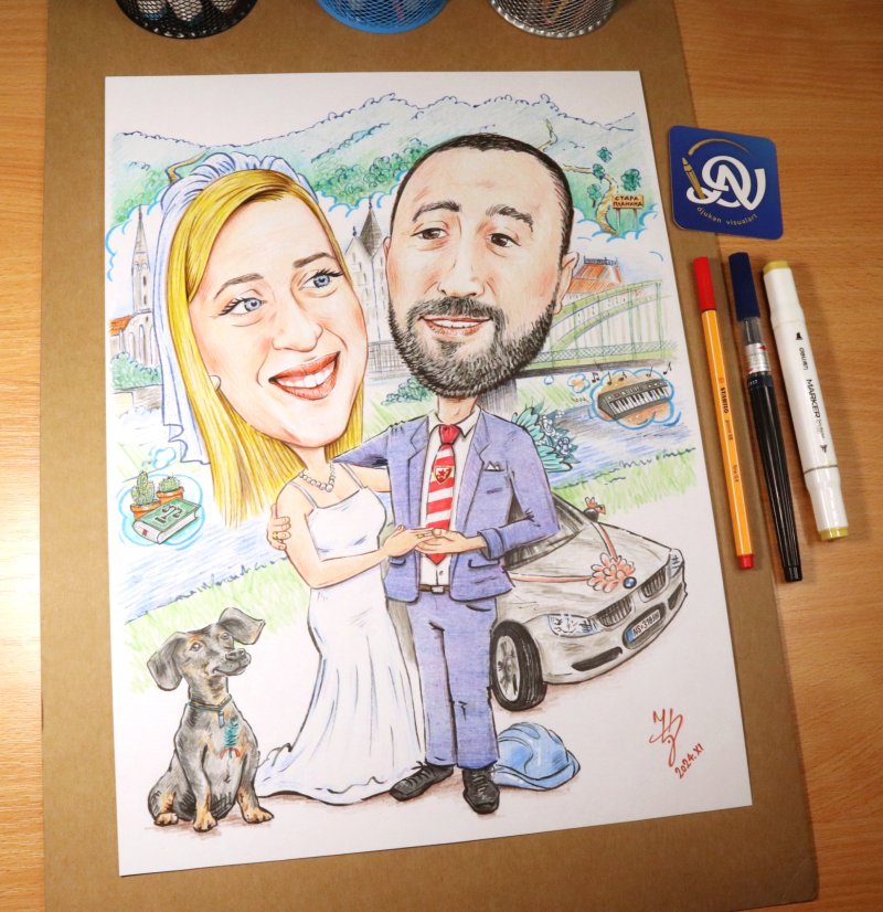 BRIDE AND GROOM - PORTRAIT KARIKATURE, Painting DJUKAN ~ CARICATURES