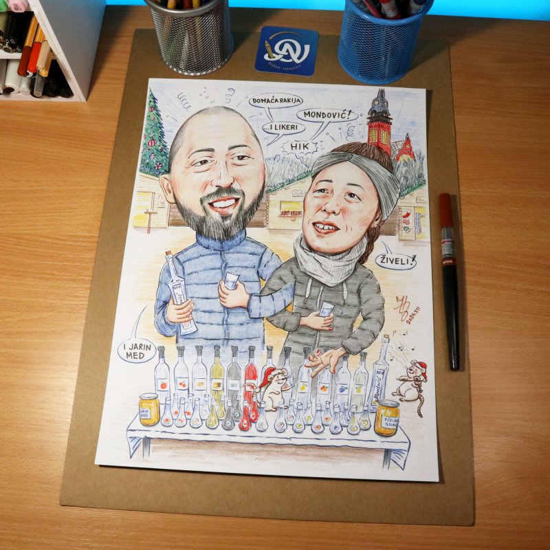 PRODAVCI RAKIJE - PORTRET KARIKATURA, Slika ĐUKAN ~ KARIKATURE
