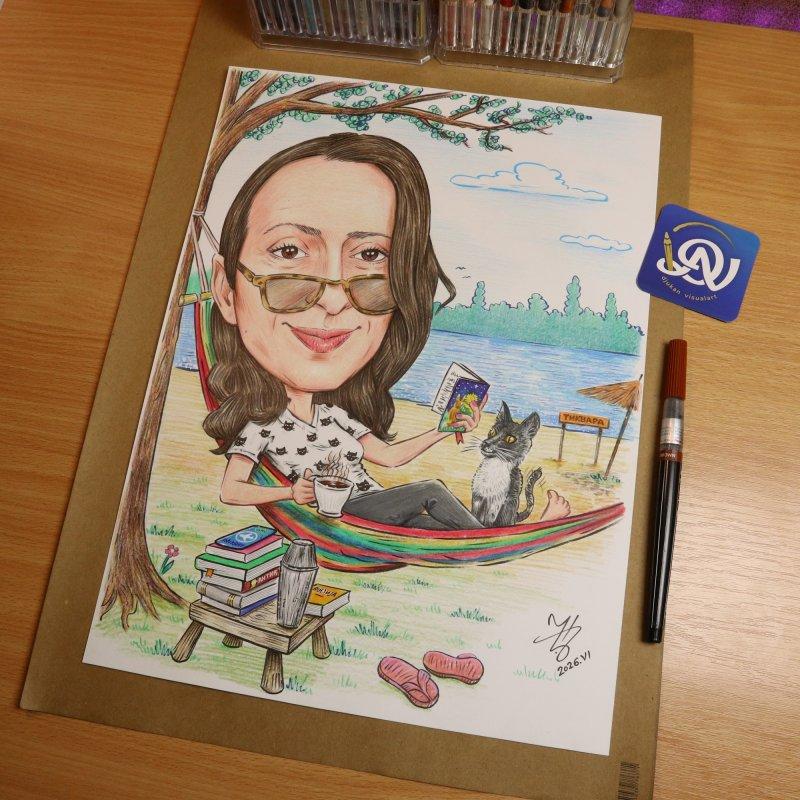 SERBIAN LANGUAGE TEACHER - CARICATURE PORTRAIT, Painting DJUKAN ~ CARICATURES