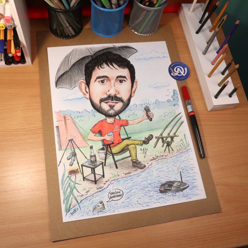 FISHERMAN - PORTRAIT CARICATURE, Painting DJUKAN ~ CARICATURES