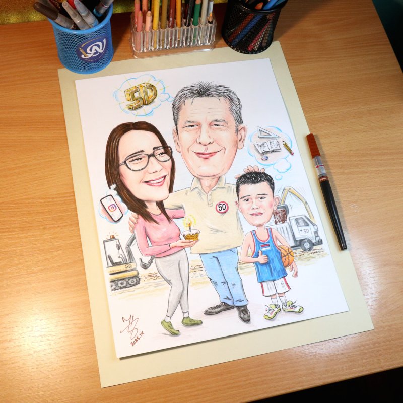 DADS BIRTHDAY - PORTRAIT CARICATURE, Drawing DJUKAN ~ CARICATURES