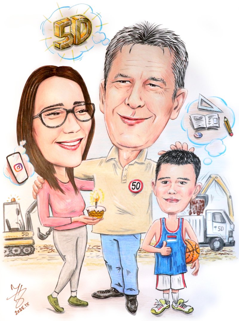 DADS BIRTHDAY - PORTRAIT CARICATURE, Drawing DJUKAN ~ CARICATURES
