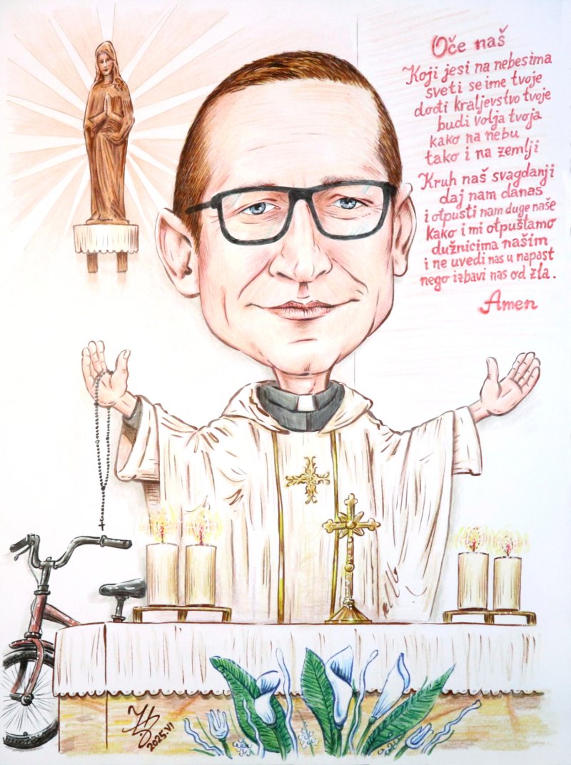 PRIEST SZILARD - PORTRAIT CARICATURE, Painting DJUKAN ~ CARICATURES