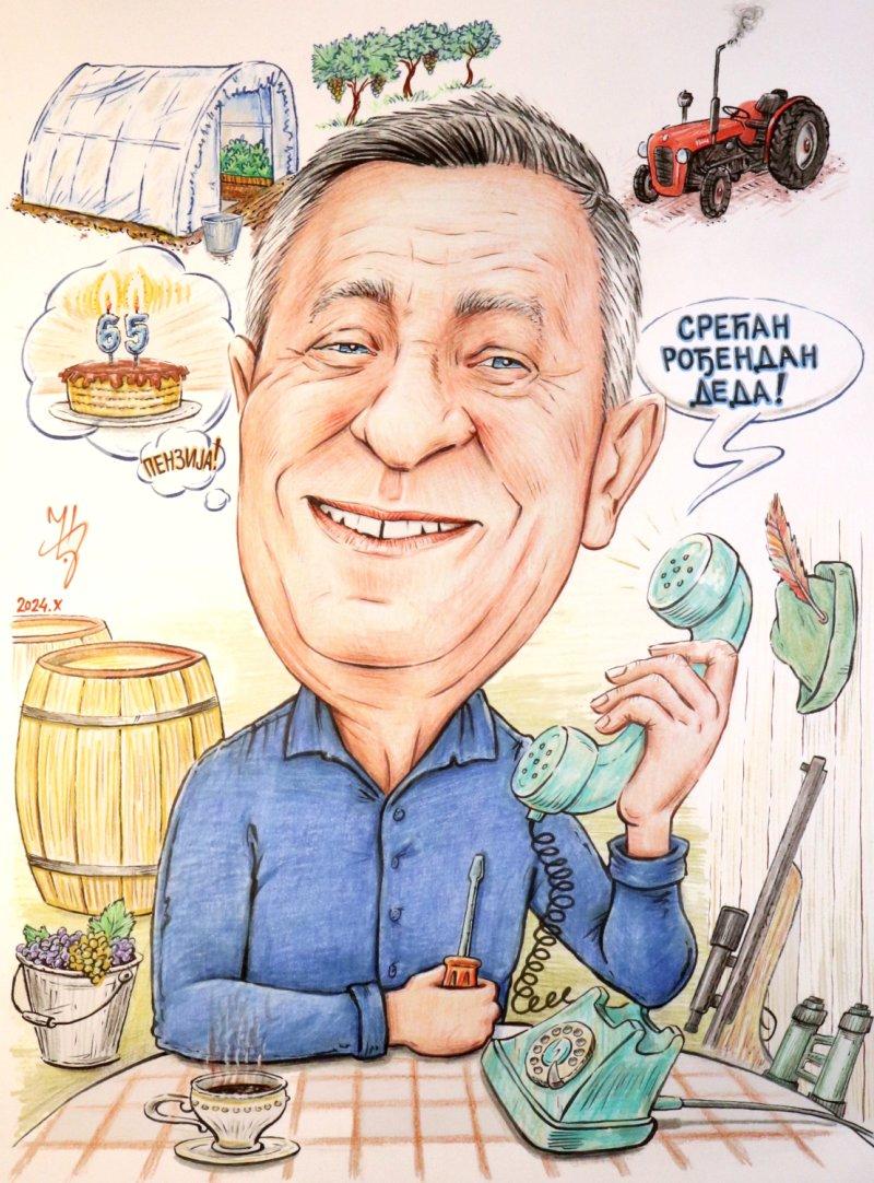 DEDIN RODJENDAN - PORTRET KARIKATURA, Slika ĐUKAN ~ KARIKATURE