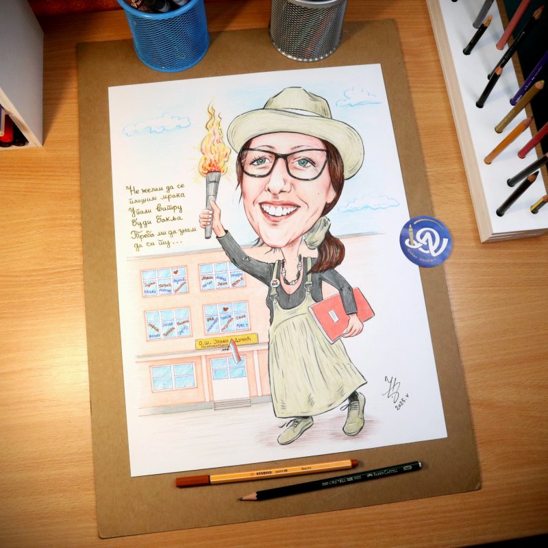 TEACHER IVANA - PORTRAIT CARICATURE, Painting DJUKAN ~ CARICATURES