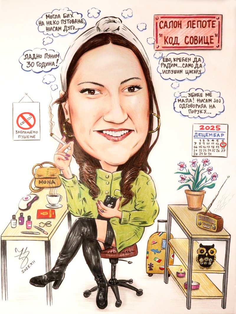 IN A BEAUTY SALON - PORTRAIT CARICATURE