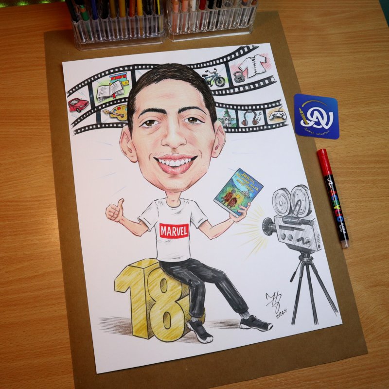 CREATIVE YOUNG MAN - PORTRAIT CARICATURE, Painting DJUKAN ~ CARICATURES