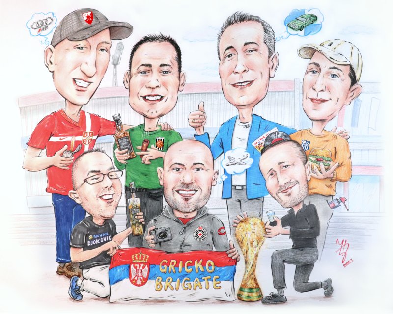 FOOTBALL FANS - PORTRAIT CARICATURE, Painting DJUKAN ~ CARICATURES