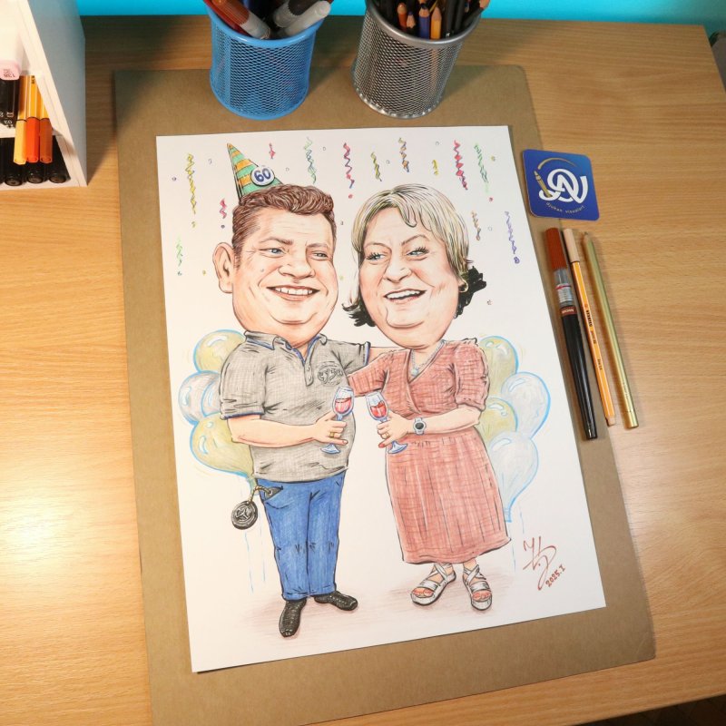 JUBILARNI RODJENDAN - PORTRET KARIKATURA, Slika ĐUKAN ~ KARIKATURE