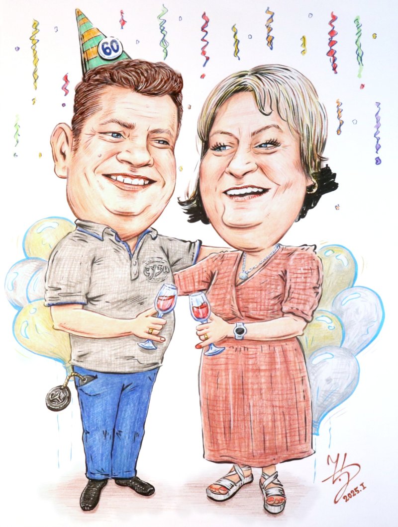 JUBILARNI RODJENDAN - PORTRET KARIKATURA, Slika ĐUKAN ~ KARIKATURE