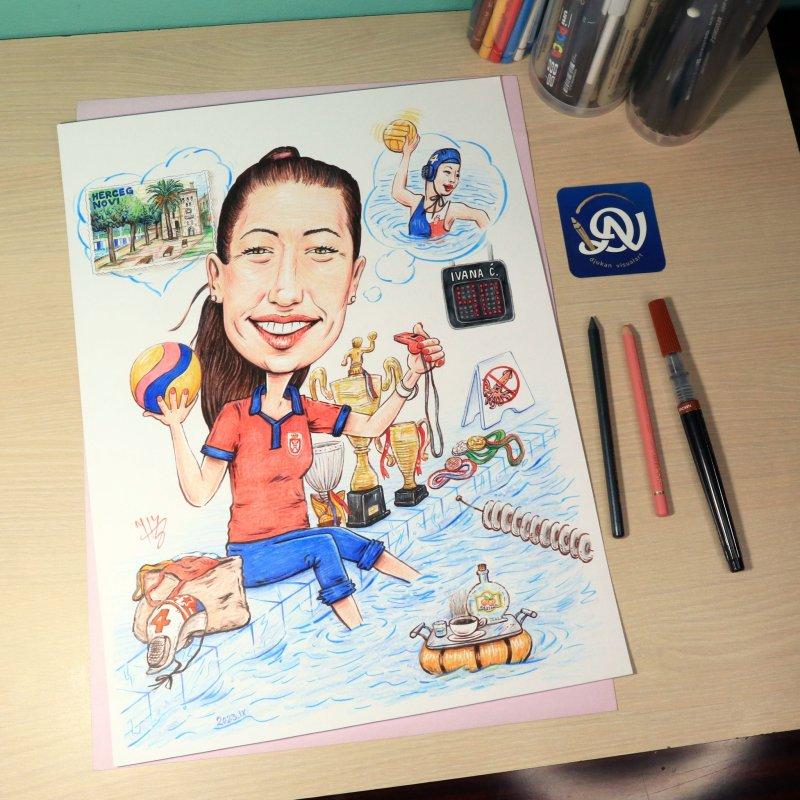 IVANA VATERPOLO TRENER - PORTRET KARIKATURA, Slika ĐUKAN ~ KARIKATURE