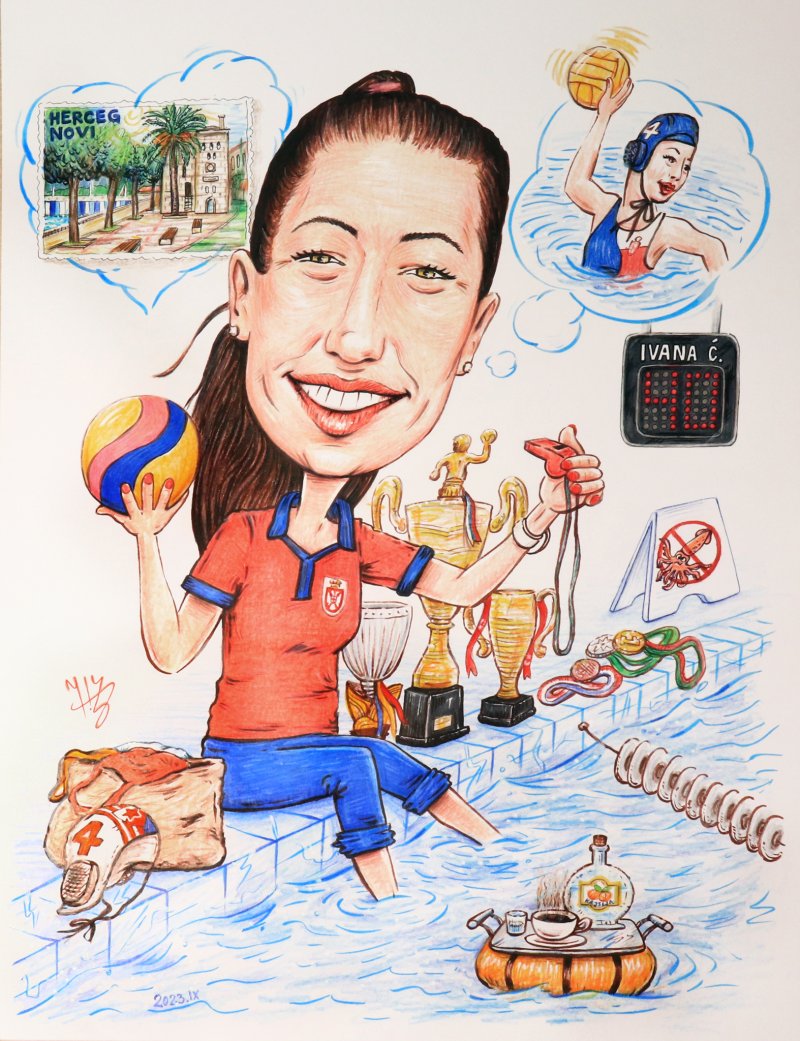 IVANA VATERPOLO TRENER - PORTRET KARIKATURA, Slika ĐUKAN ~ KARIKATURE