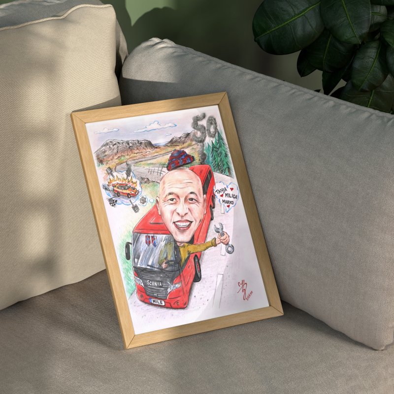 MILE THE DRIVER - PORTRAIT CARICATURE, Painting DJUKAN ~ CARICATURES