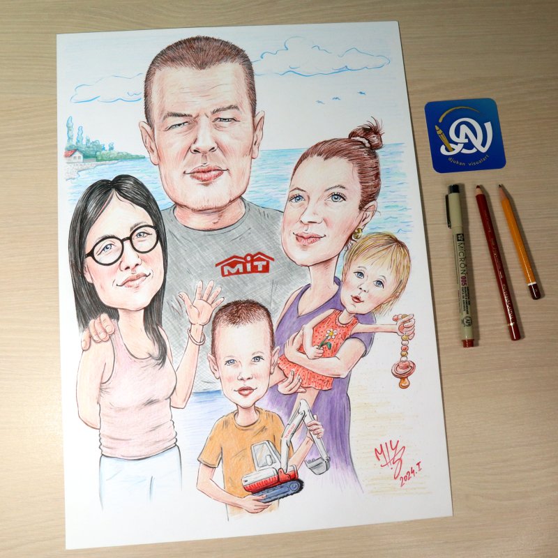 FAMILY CARICATURE, Painting DJUKAN ~ CARICATURES