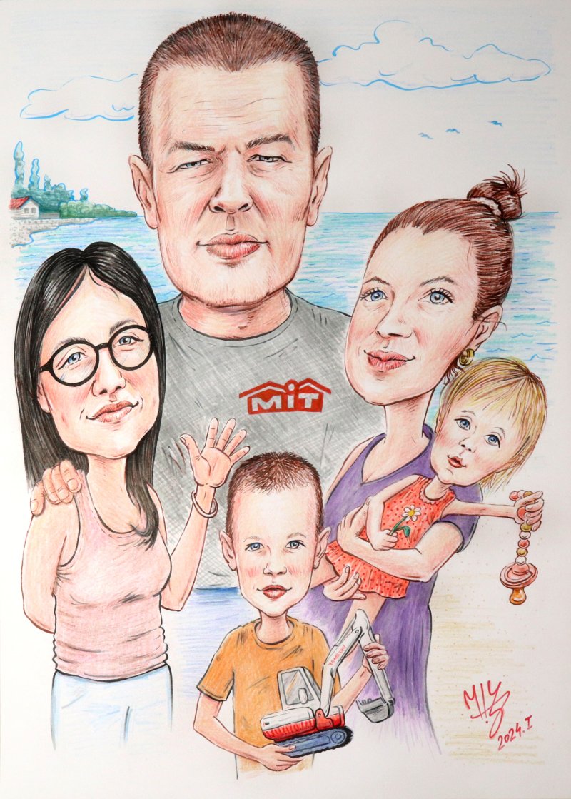FAMILY CARICATURE, Painting DJUKAN ~ CARICATURES
