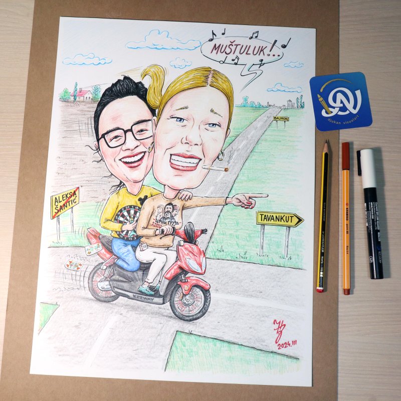 THE ADVENTURE OF TWO FRIENDS - PORTRAIT CARICATURE, Painting DJUKAN ~ CARICATURES