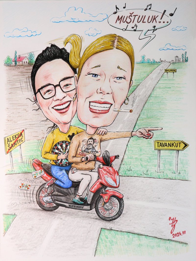 THE ADVENTURE OF TWO FRIENDS - PORTRAIT CARICATURE, Painting DJUKAN ~ CARICATURES