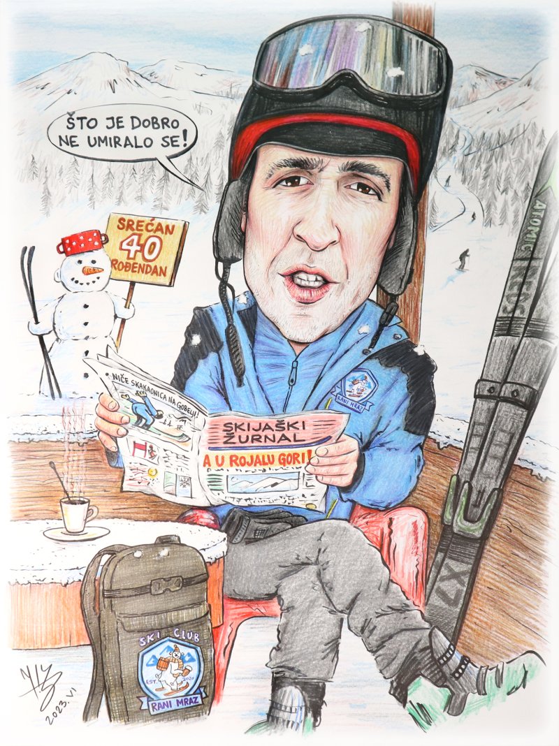 SKIER - PORTRAIT CARICATURE, Painting DJUKAN ~ CARICATURES