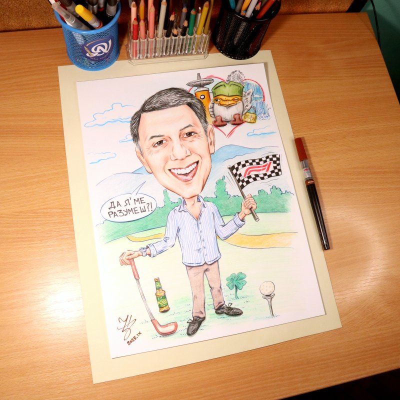 GOLFER - PORTRAIT CARICATURE, Painting DJUKAN ~ CARICATURES