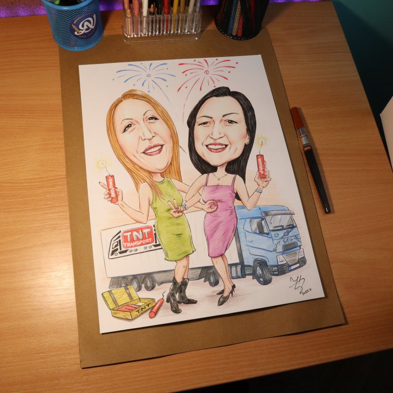 KOLEGINICE JUBILEJ - PORTRET KARIKATURA, Slika ĐUKAN ~ KARIKATURE