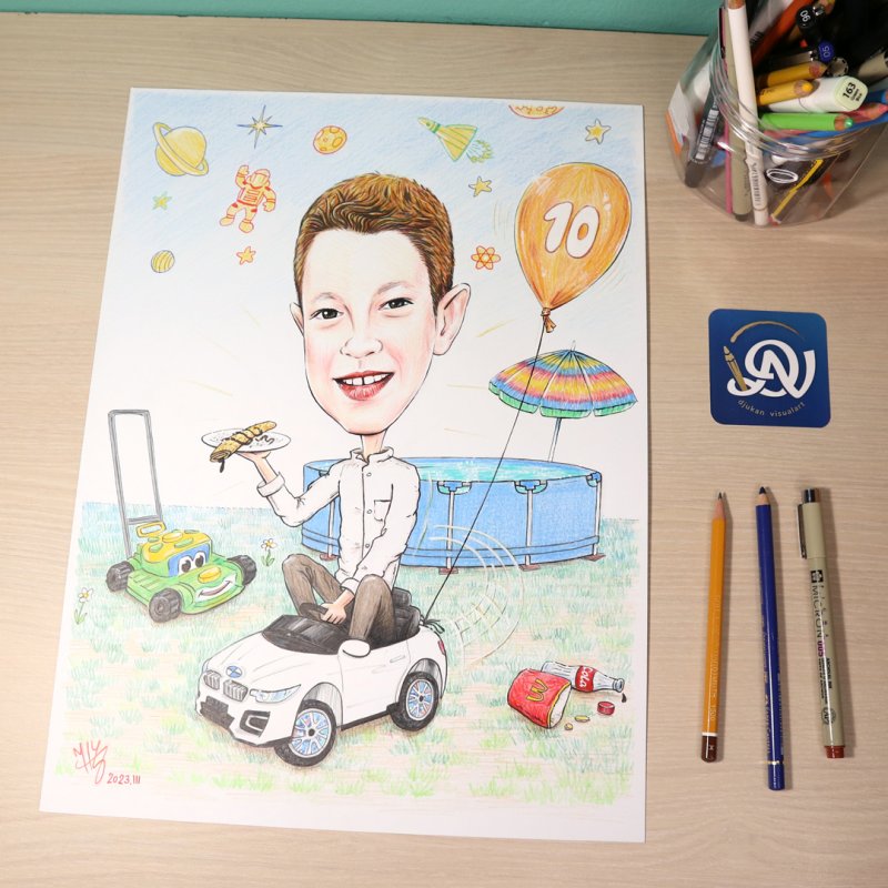 Rođendanska karikatura - Izidor, Painting DJUKAN ~ CARICATURES
