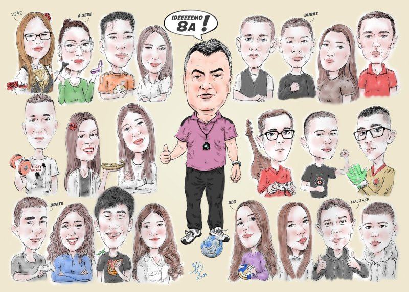 CLASS CARICATURE FOR THE TEACHER